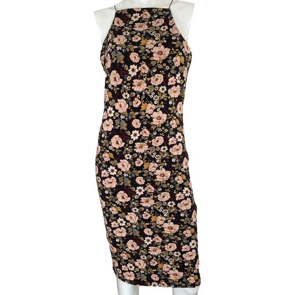 Forever 21 Floral Midi Bodycon Dress Size Large - Picture 1 of 6